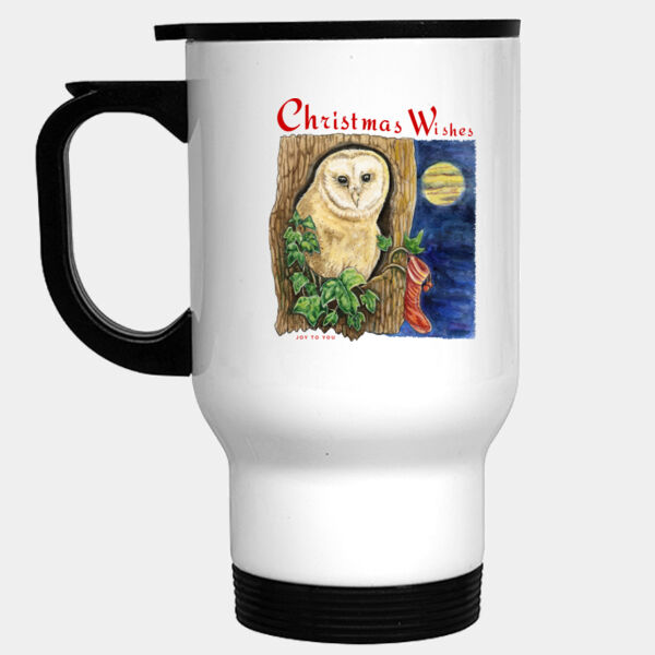 Christmas Wishes - Owl - Stainless Steel Travel Mug Thumbnail
