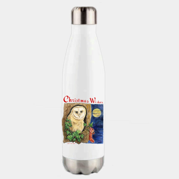 Christmas Wishes - Owl - Water Bottle Stainless Steel 500ml Thumbnail